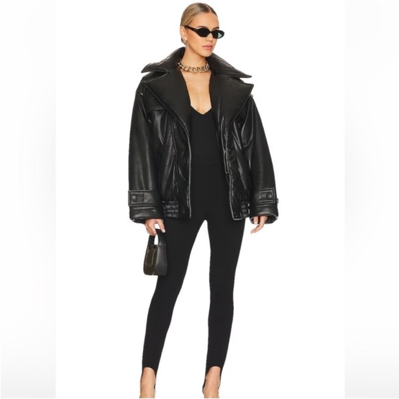 RONNY KOBO Camile Faux Leather Jacket coat in black size small - Picture 1 of 7